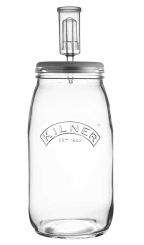 Kilner Fermentier Set, 3 Liter Einmachglas mit Gärverschluss und Rezeptbuch,17x17x32 cm 