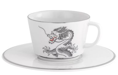 Meissen Kaffeetasse Form Vitruv Glücksdrache Platinum 