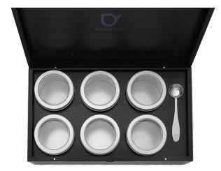 Bredemeijer Teebox+6 Teedosen rund &Messlöffel schwarz 