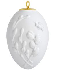 Meissen Osterei Mit Relief, Weidenkätzchen, Weiß, Biskuit, H 0 Cm 