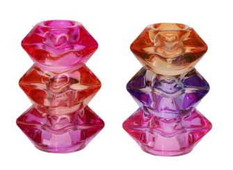 Gift Company L´amour Kerzenhalter 2fach sortiert Lippen pink orange lila gs 