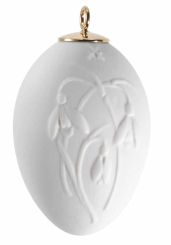 Meissen Osterei mit Relief Schneeglöckchen weiß bisquit 5 cm 