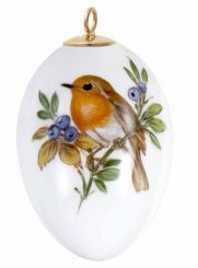 Meissen Osterei Vintage Vogelmalerei Rotkehlchen Goldrand 45 cm 