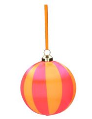 Gift Company Chinois Weihnachtskugel 8cm Streifen pink/orange 