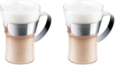 Bodum Assam Kaffeeglas mit Metallgriff 0,35 L 2 Stk. Glänzend 