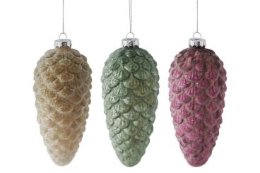 Gift Company Hänger Tannenzapfen 3fach sortiert beige/grün/lila 