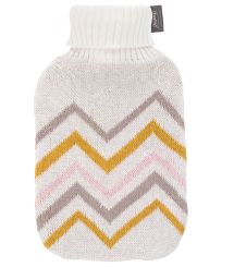 Fashy Wärmflasche mit Strickbezug weiß/gelb 2,0 l 