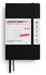 Leuchtturm1917 Wochenkalender & Notizbuch Pocket (A6) 2026, Schwarz, Deutsch 