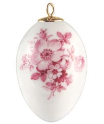 Meissen Osterei Vintage Blumenbukett Heckenrose Purpur H 4,5 cm 