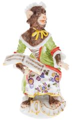 Meissen Affenkapelle Sängerin, H 12,5 Cm 
