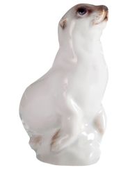 Meissen Seehund Tierkind, Bunt Staffiert, Leicht, H 6 Cm 