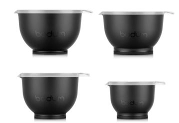 Bodum 4er Set Schüsseln 0.7 L+1.6 L+3.2 L+5.2 L schwarz Kunststoff, Silikon 