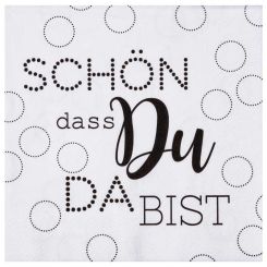 Räder PET Serviette 33x33 cm Schön dass du da bist,weiss 