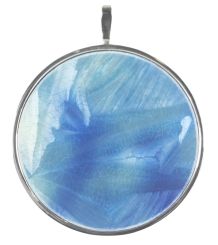 Meissen Anhänger Kristallglasur Türkis-Kobaltblau Mit Fassung In 925 Sterlingsilber, Ø Cm 