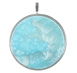 Meissen Anhänger Kristallglasur Türkis Mit Fassung In 925 Sterlingsilber, Ø Cm 