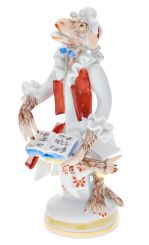 Meissen Affenmusiker Kleinpl/Sängerin, Blau Und Rot Staffiert, H 11 Cm 