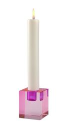 Gift Company Dioptrics Kristallglas-Kerzenhalter H6 cm blockartiges Design pink/lila gs 