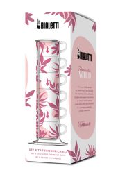 Bialetti Set 6 stapelbare Tassen Primavera rosa mit Metallgestell 
