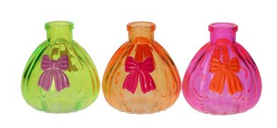 Gift Company Jacquard Vase 3fach sortiert Schleife orange grün pink gs 