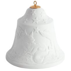 Meissen Baumschmuck Glocke Mit Relief, Füchse, Weiß, Biskuit, H 7,5 Cm 