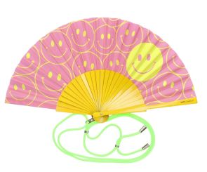 Gift Company Fififan Fächer 23cm Motiv: Smile rosa/gelb 