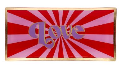 Gift Company Love Plates Glasteller L Motiv: Love rosa/rot 