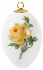 Meissen Osterei Rose mitte gelb weißer Rand 45 cm 