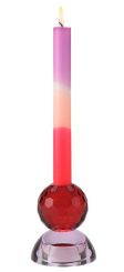 Gift Company Sari Kristallglas Kerzenhalter/Teelichthalter Kugel/Cabochon rot/hellrosa gs 