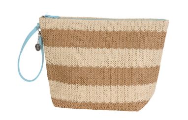 Handed By Pouch Carry M Strohpapier ecru white with caffe latte 