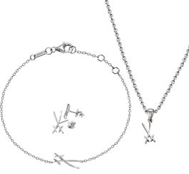 Meissen Set Swords Basic Ohrstecker Armband & Collier 925 Silber Rhodiniert 