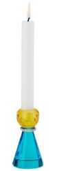 Gift Company Sari Kristallglas Kerzenhalter H11 5 cm Konus gelb/blau gs 