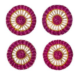 Gift Company Untersetzer Ø 10 cm 4er Set Boathouse Seegras natur/pink/gelb 