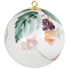 Meissen Baumschmuck Kugel, Waldflora Mit Insekten, Schwarzerle, Weißer Rand, Ø 5 Cm 