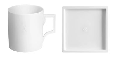 Meissen Büro-Set Henkelbecher Berlin und Platte 17x17 cm Cosmopolitan weiß 