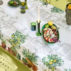Garnier-Thiebaut Tischdecke Jardin Provencal Olive 155x260 Cm 50% Leinen/50% 
