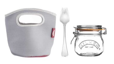 Kilner Bügelverschluss-Glas 500 ml Make and Take mit Gabel und Beutel 