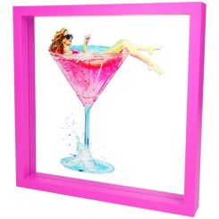 Gift Company Love Frames Glasbild Motiv: Frau im Martini-Glas neon lila 