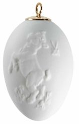 Meissen Osterei mit Relief Zicklein weiß bisquit 5 cm 