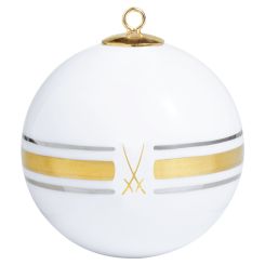 Meissen Kugel Bänder In Platin und Gold Markenzeichen Meissen Gold Ø 5 cm 