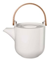 ASA Selection Coppa Teekanne mit Holzgriff Weiß L 14,5 cm B 10,7 cm H 12 cm 