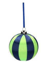 Gift Company Chinois Weihnachtskugel 8cm Streifen dunkelblau/neon grün 