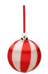 Gift Company Chinois Weihnachtskugel 8cm Streifen rot/weiß 