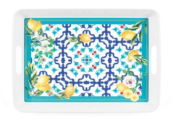 Guzzini Tablett mit Griffen rechteckig 47x34 cm Flower&Lemon 