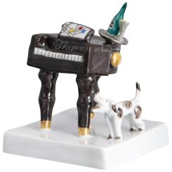 Meissen Clownskapelle Flügel Zu Pianist, Platin Staffiert, Reich, 6,5 Cm 