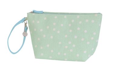 Handed By Pouch Carry S Canvas matcha green with white dots 