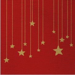Paperproducts Servietten 25x25 cm Stars on Canvas red embossed 