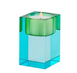 Gift Company Sari Kristallglas Teelichthalter S (H7 7 cm) blau/grün gs 