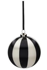 Gift Company Chinois Weihnachtskugel 8cm Streifen schwarz/weiß 