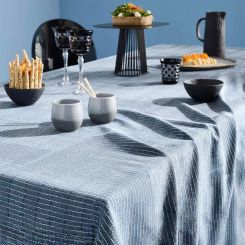 Garnier-Thiebaut Tischdecke Denim Ldt Indigo 150x220 Cm 100% Gekämmte Baumwolle 