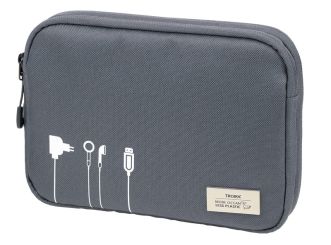 Troika Kabeltasche für Elektronikzubehör dunkelgrau Blue Cycle aus recyceltem Meeresplastik 